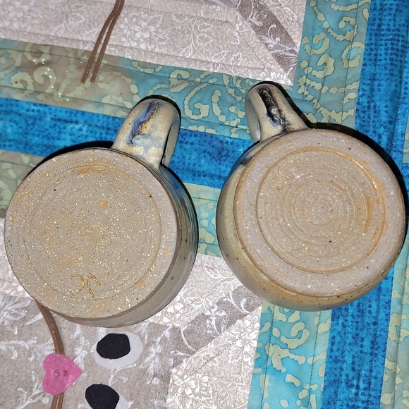 Handcrafted Blue and Creamy Brown Ceramic Mugs, (2), by JC - Picture 6 of 8